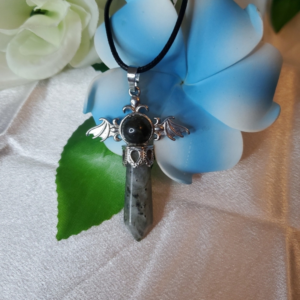 Silver and Black Pendant Necklace